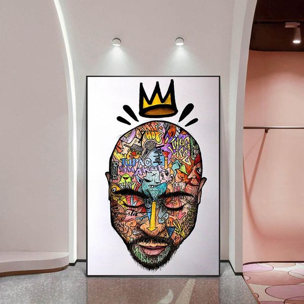 

Graffiti Art Portrait Of 2PAC Tupac Wall Art Posters And Prints Abstract Rapper of 2PAC Canvas Paintings Art Pictures Home Decor