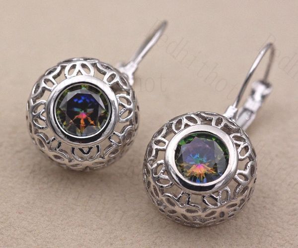 

luxury hoop earrings for women white gold filled earring with round crystal gem party lady earrings trendy jewelry for girl, Golden;silver
