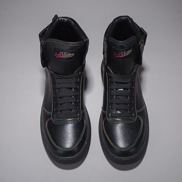 

fashion rivoli sneaker boots mens shoes comfortable luxury footwears lace -up plus size men boots herren luxus marken schuhe, Black