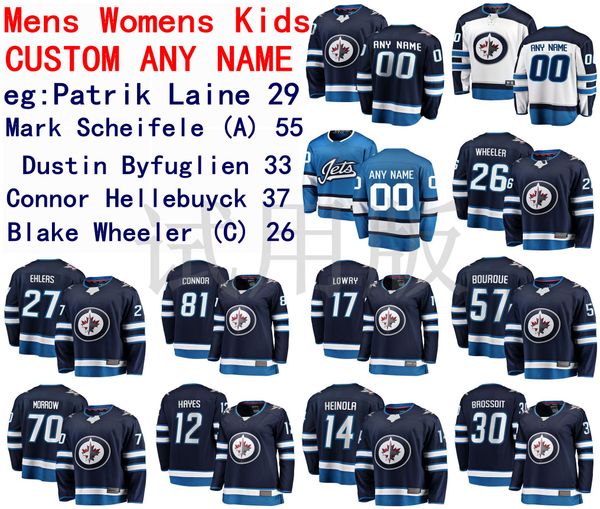 

winnipeg jets jersey patrik laine jersey mark scheifele dustin byfuglien connor hellebuyck mens blue white hockey jerseys custom stitched, Black;red