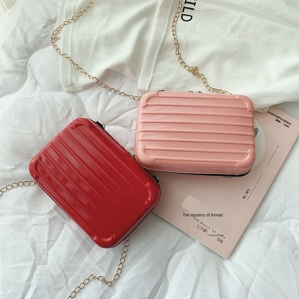 

personalized box 2019 summer new suitcase texture suitcase shoulder strap luggage messenger shoulder women's bag mini square bag