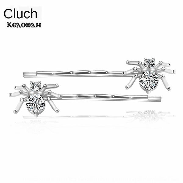 

croti korean cartoon funny spider children's hairpin one-character issuing card issuing card clip zircon hairpin pair clip boutique, Slivery;white