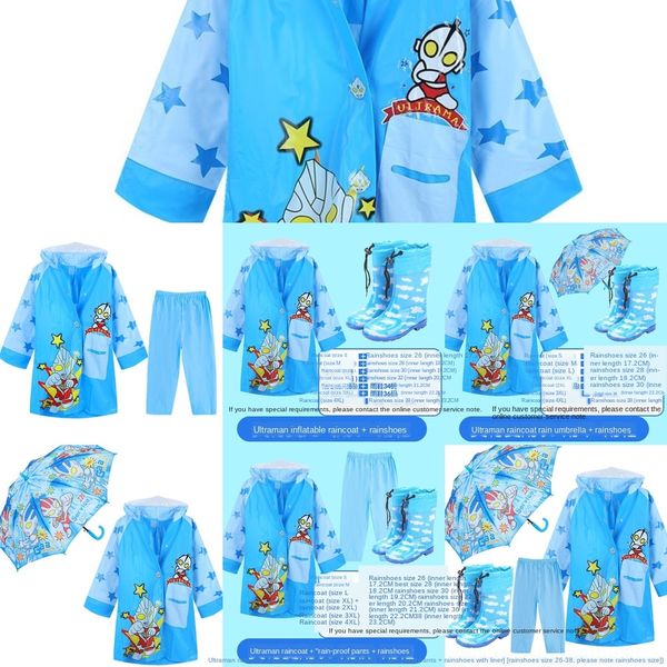

three-piece set primary school kindergarten children's umbrella children's poncho boy umbrella and rain gear cloak rain gear ote b