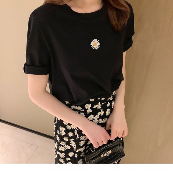 

2020 summer new daisy skirt a- line dress t-shirt t-shirt two-piece set women's irregular a- line skirt temperament set for women, Black