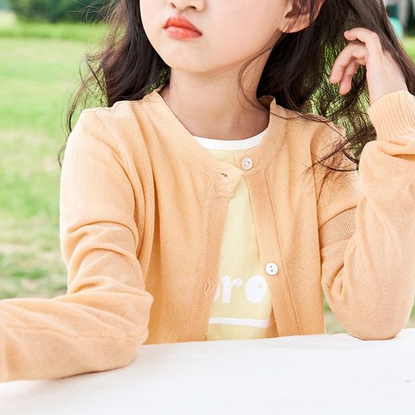 

wbcbd 2020 new boys' and girls' knitted sunscreen clothes wear light rashguard air conditioning children's ice silk cardigan, Blue