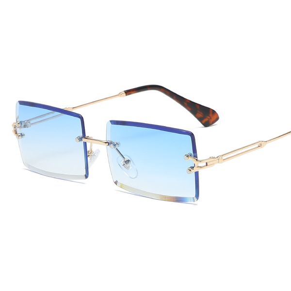 

2020 small rectangle sunglasses women rimless square sun glasses for women ocean lens sunglass summer style female uv400 eyewear, White;black