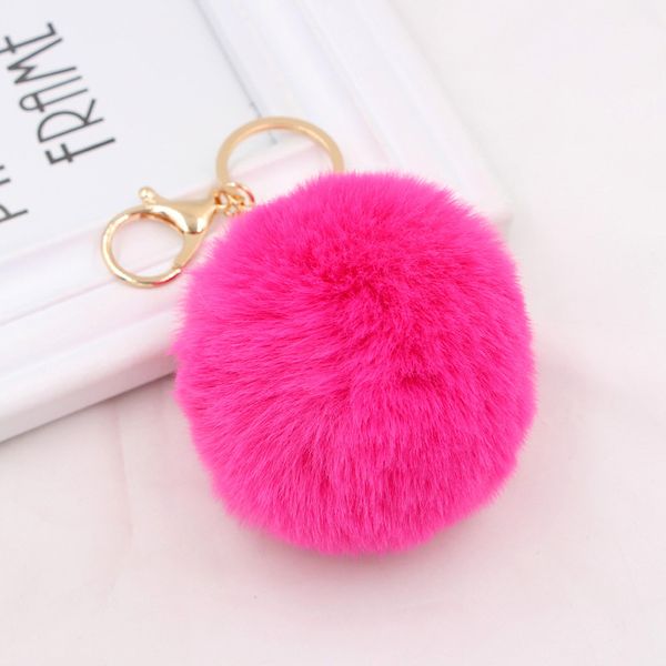

8cm pompoms keychain trinkets gold lobster fur ball key chain fluffy rabbit key link cute keychains for women bag cars keyrings 18 colors, Silver