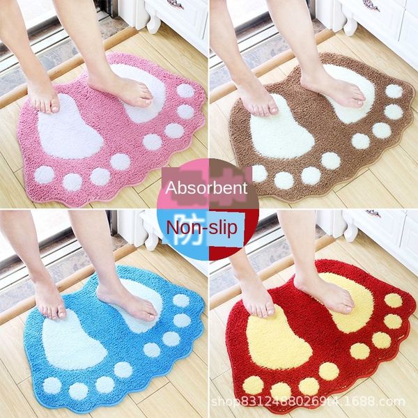 

flocking big feet bathroom carpet floor mat toilet door anti-slip water absorbing floor mat bedroom door bathroom carpet