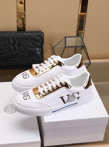 

2020z high-end men's leather letter low-lace-up casual shoes, high-quality large size fashion outdoor sports shoes, size: 38-451, Black