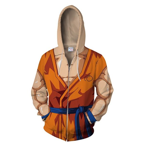 

2020 autumn and winter new 3d printing hoodie z son goku cosplay zipper hoodie hooded hip hop shirt, Black