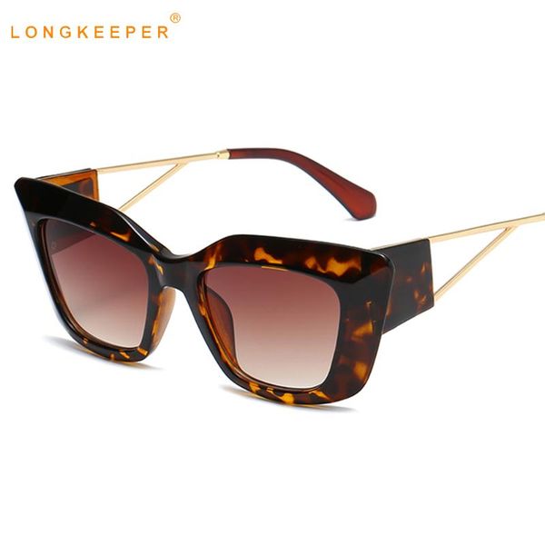 

longkeeper fashion cat eye sunglasses women 2020 brand designer vintage leopard gradient sun glasses feminino, White;black