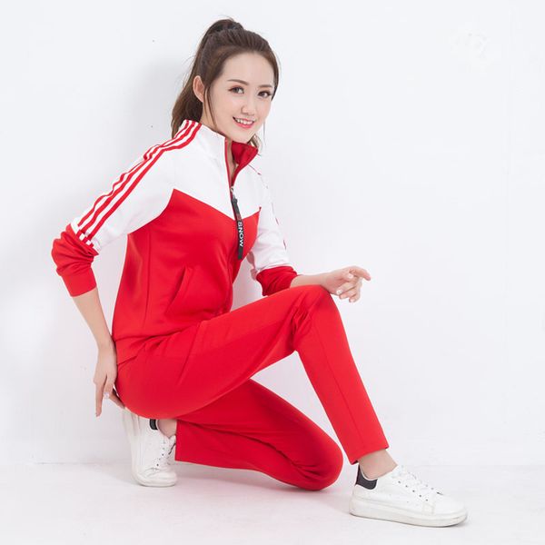 

exercise set women 2020 new spring and autumn patchwork student female sportswear slim sweatshirt pant teenager girl 5xl 002, Black