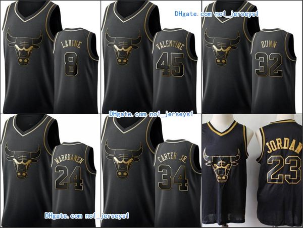 

chicago bulls men michael jor dan zach lavine lauri markkanen coby white nba black golden edition basketball jersey