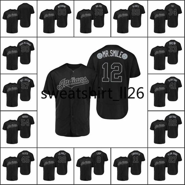 

cleveland indians men #22 jason kipnis 11 jose ramirez 12 francisco lindor women youth players' weekend authentic custom jersey, Black