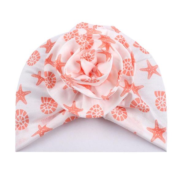 

newborn baby flower turban cap cute infant cotton printed nursery beanie headwrap, Yellow