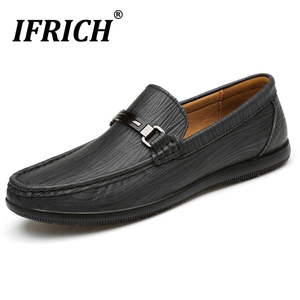 

2020 trend loafers man genuine leather soft driving moccasin men black brown men slip on casual sneakers shoe