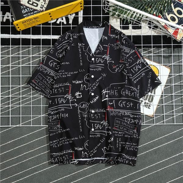 

for man fashion mens designer shirts black creative pattern short sleeve shirts beach casual shirts, White;black