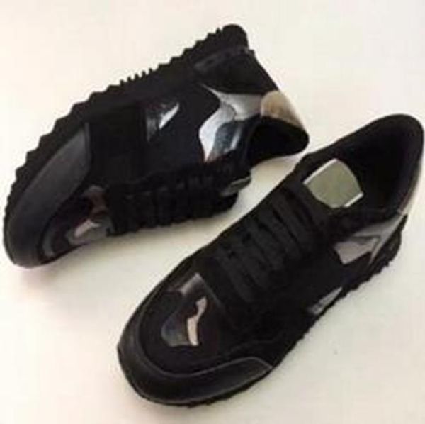 

size 35-46 women/men casual shoes camouflage genuine leather lace up couple star shoes rivets flat shoes, Black;grey