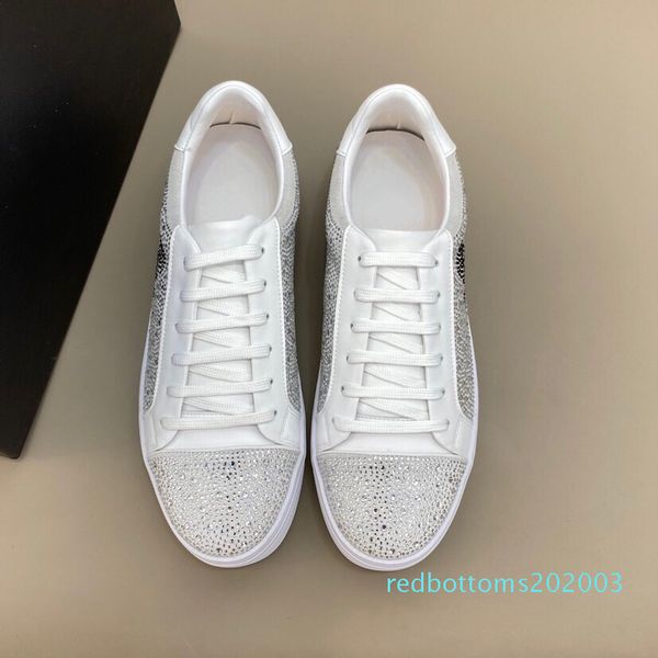 

2020 luxury platform fashion designer men shoes sequins sneakers leather black white red flat casual shoes platform trainers 38-44r03