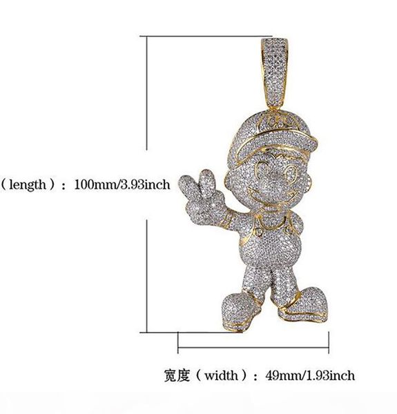 

новые мужской хип-хоп iced out bling copper большого размер коробка игра подвеска micro pave фианиты симулированное diamonds ожерелье, Silver