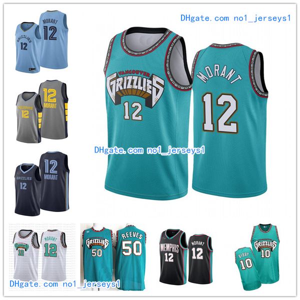 

mens vintage memphis nba grizzlies ja 12 morant vancouver jersey 10 mike bibby 50 reeves shorts stitched basketball jerseys, Black;red