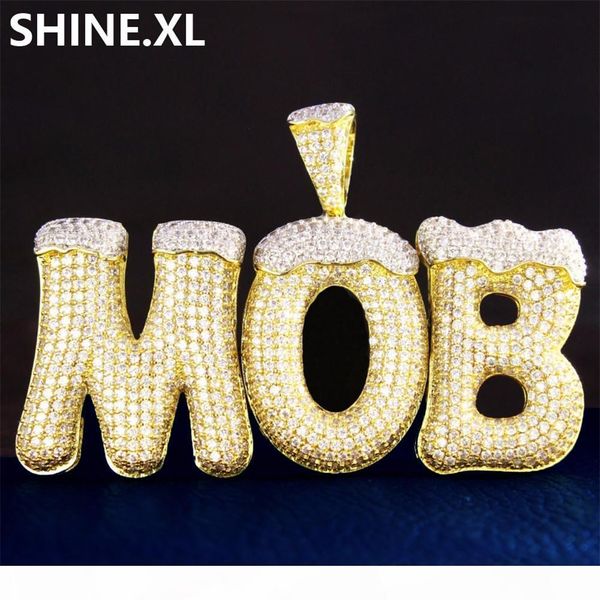 

новый пользовательский bubble letter название snow top iced out циркон золото серебро цвет покрыло hip hop jewelry рождество подарок hallowe, Silver
