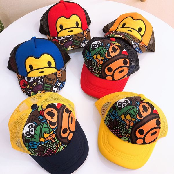 

children's cartoon monkey net cartoon monkey pointed peaked cap sun hat sun hat baby baseball cap, Yellow