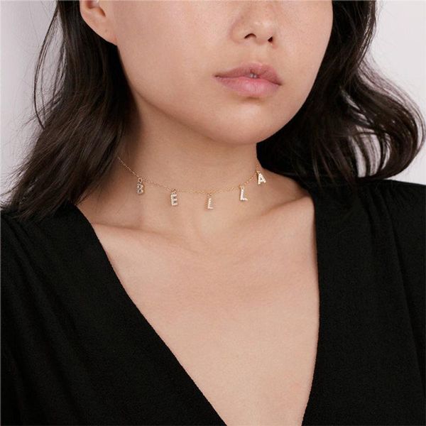 

lateefah personalized name necklace custom necklaces zirconia name letter personalized necklace initial women pendant jewelry, Silver