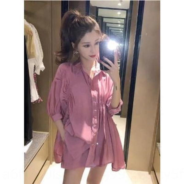 

1c6bq goddess shorts shirt fan light mature temperament set summer mid-length pleated shirt wide leg shorts aging hepburn style two-piece se, Gray