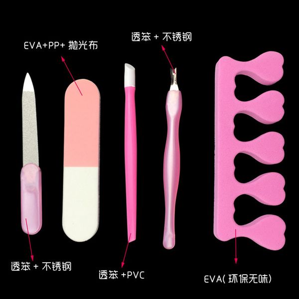 

nail art kits 5 pcs/set random pedicure files toe finger separator cuticle fork pusher stick dead skin remover trimmer manicure