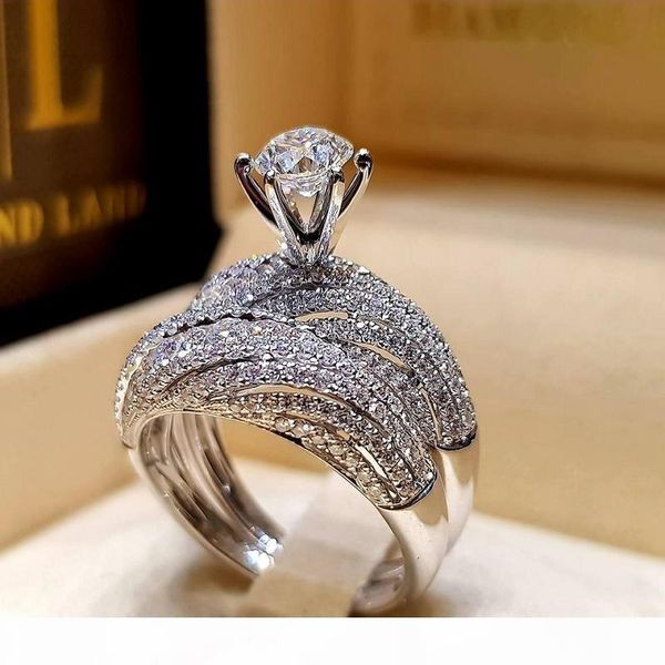 

r simulated diamond ring for women new wedding engagement ring fashion silver plated couple love rings jewelry, Slivery;golden