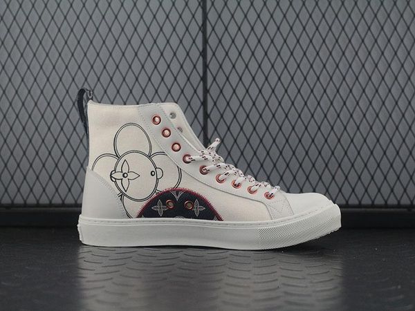 

2020 new shoes men's low canvas sneakers white black letter high casual men's shoes tattoo sneaker boot