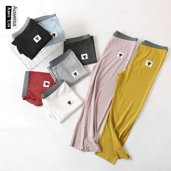 

missjuju missjuju new leggings new ice silk seamless mask capri pants summer thin stretch kitten outer leggings, Black