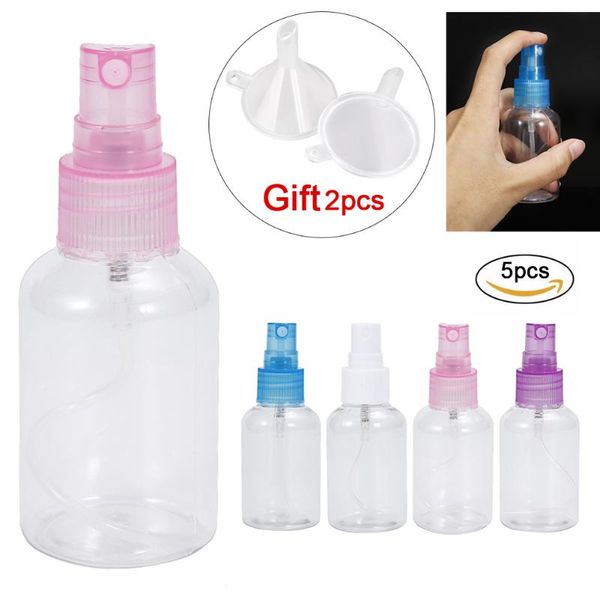 

5pcs fine mist spray bottle portable plastic spray bottles transparent travel bottle (random color,30ml)