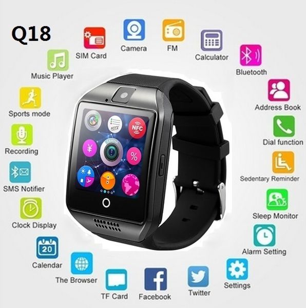 

bluetooth smart watch men q18 smartwatch passometer sports tracker support sim smartwatch for android phone reloj inteligente