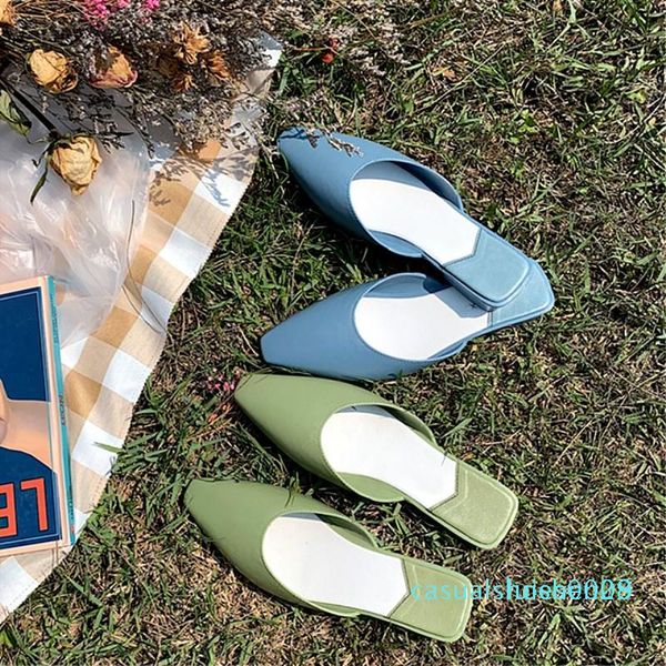 

slhjc square toe mules slippers women summer fashion candy color flats sandals jelly slides holiday beach shoes c09 l28, Black