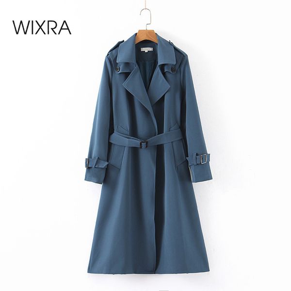 

wixra женщины trench куртка с поясами классического basic высокого качества синих длинного пальто chic женской ветровкой верхней одеждой, Tan;black