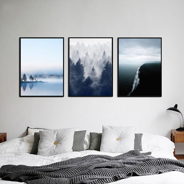 

simple mountain tree poster nordic canvas painting picture wall art posters and prints pictures for living room home decoration