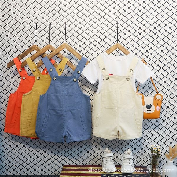 

children's open crotch cotton and belt shorts summer 2020 new korean style fashionable male and female baby loose belt shorts, Blue