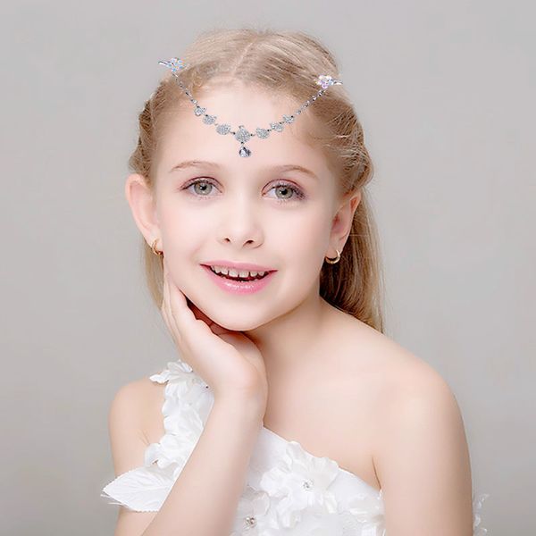 

hair accessories clip+silver chain pink crystal romantic clips for girls festival birthday baby daughter girl, Slivery;white