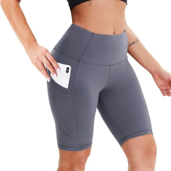 

women's yoga short sports leggings fitness hidden pocket gym abdomen shorts control training running high waist yoga shorts#g4, White;red