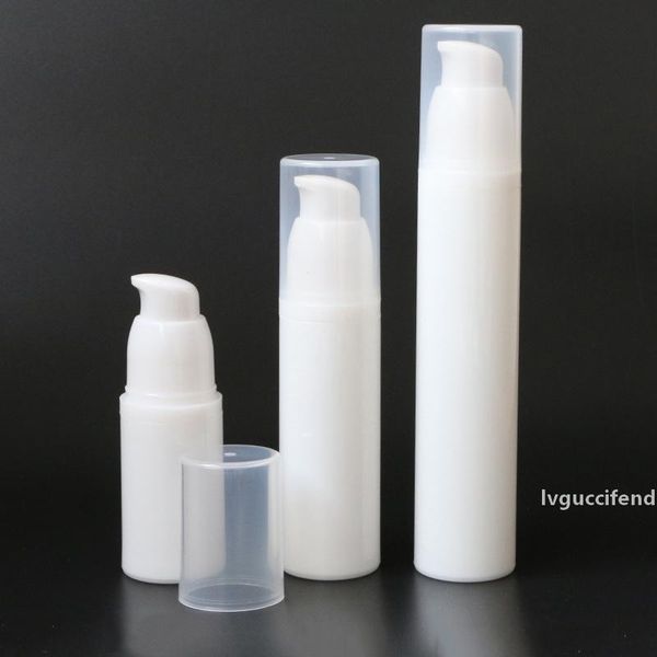 

15ml 30ml 50ml white plastic cosmetic airless pump bottle for hand face body eye cream lotion dispenser airless cosmetic container bottle