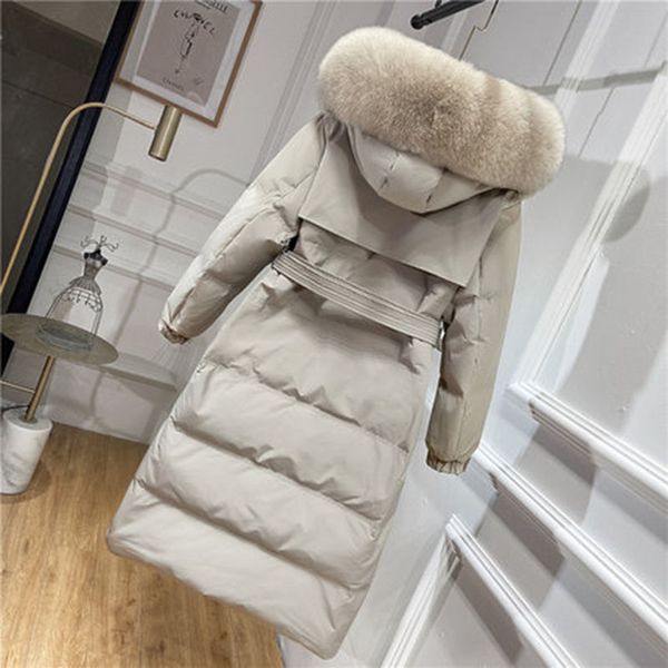 

women's down & parkas net red explosion models fur collar jacket long section 2021 winter korean version of the waist, Black