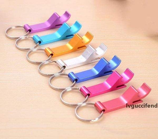 

100pcs key ring metal alloy bottle beer openers portable can opener keychain multi colors kitchen bar tools promotion gifts wholesale
