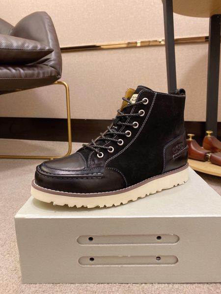 

2019u winter new martin boots men's leather snow boots high to help boots street warm fur one thick cotton shoes tide, size: 38-45