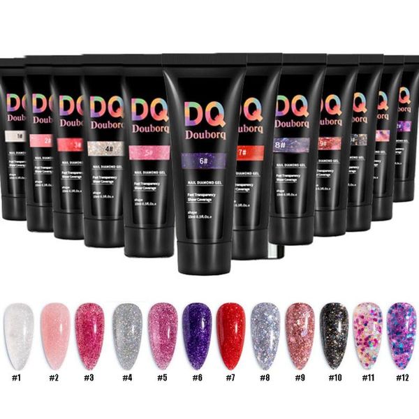 

15ml diamond color quick extension sequins extension gel nail art ptherapy crystal poly, Red;pink