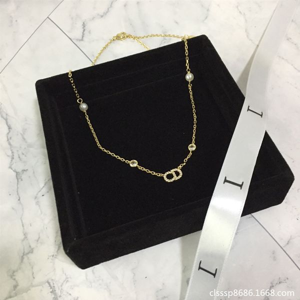 

d home pearl diamond letter small xiangfeng ckoker necklace temperament versatile letter necklace female, Silver