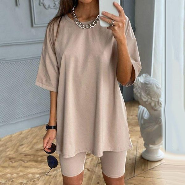 

women half sleeve t-shirt shorts bodycon outfit o neck short sleeve shirt with belt homewear two pieces suit leisure set, Gray