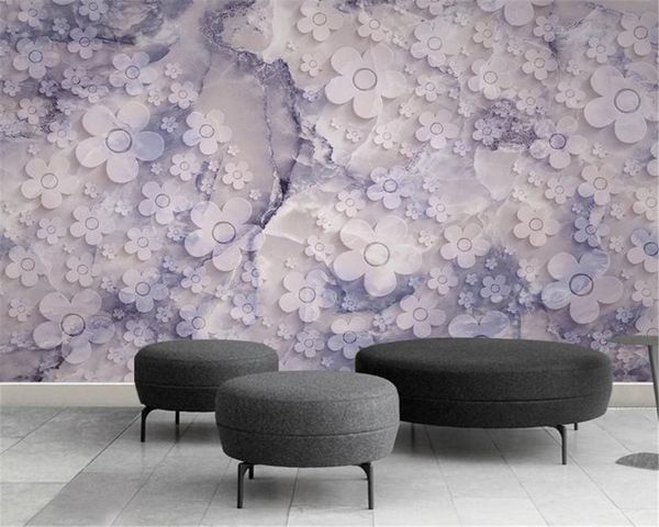 

3d flower wallpaper 3d relief jade carving flower living room marble tv background wall silk mural wallpaper