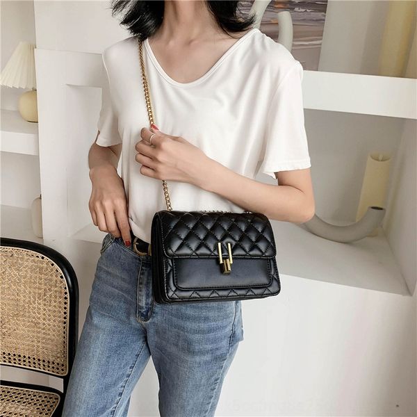 

women's new 2020 shoulder shoulder small square messenger fashion women's bag chain fashion small square bag, White